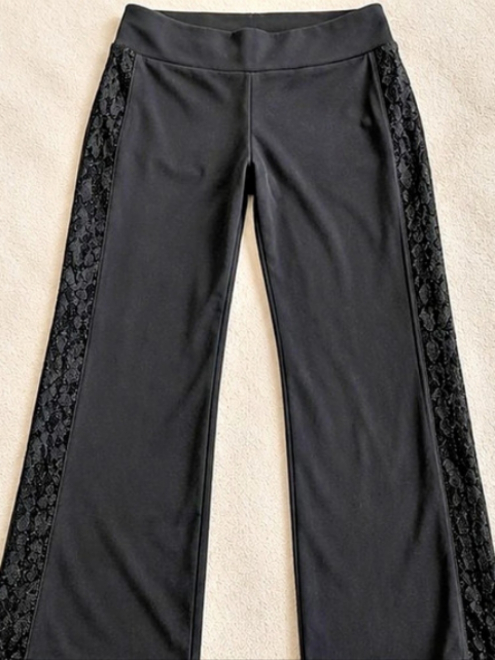 Lauren Ralph Lauren Black Lace-Panel Leggings Size Large Like New